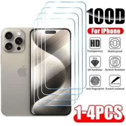 1-4Pcs Tempered Glass untuk iPhone 14 13 12 11 Pro Max Pelindung Layar untuk iPhone 12Mini 13Mini 7 8 15 Plus SE XS XR 15Pro Kaca