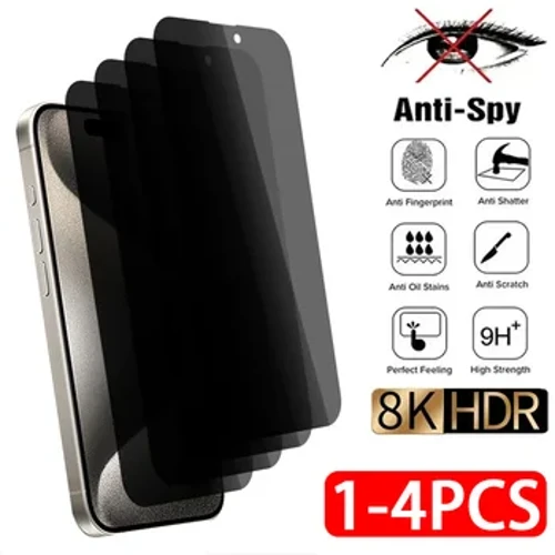 Cosantóir Scáileáin Príobháideachta 1-4PCS Do iPhone 15 PRO MAX Gloine Frith-Spy Do iPhone 15 14 13 12 11 XS Max XR 7 8 Plus Gloine Teocht