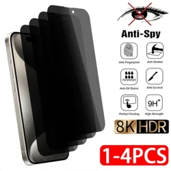 1-4 Pcs Pelindung Layar Privasi untuk iPhone 15 PRO MAX Anti-Spy Kaca untuk iPhone 15 14 13 12 11 XS Max XR 7 8 Plus Kaca Tempered