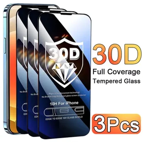 Cosantóir Scáileáin Gloine Tempered 3Pcs 30D Do iPhone 13 14 12 11 15 Pro Max Xs XR 7 8 Móide Cosantóir Scáileáin Gloine Cosanta Iomlán