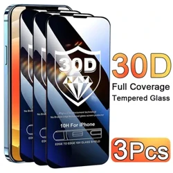 3 buc. Protector de ecran din sticla securizata 30D pentru iPhone 13 14 12 11 15 Pro Max Xs XR 7 8 Plus Protector de ecran complet din sticla de protectie