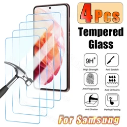4PCS aizsargstikls priekš Samsung A54 A14 A34 A24 A12 A51 A52 A53 S21 S20 FE 5G ekrāna aizsargs priekš Samsung S22 S23 S24 Plus