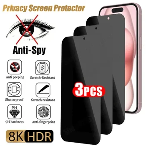 3PCS Privacy Glass iPhone 15 14 13 12 11 Pro Max Plus Mini pretspiegošanas ekrāna aizsargs iPhone 7 8 6S X XS XR SE 2020 2022