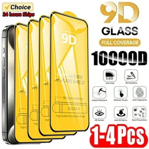 1-4PCS 9D Screen Protector Tempered Glass para sa IPhone 15 14 13 12 11 Pro Max Proteksiyon na Salamin para sa iPhone X XR XS Max 7 8 14 Plus