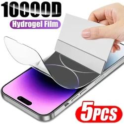 IPhone 14 üçin 5Pc gidrogel filmi, iPhone 13 15 Pro Max 8 7 Plus, iPhone 13 12 Mini 11 PRO X XS MAX aýna däl