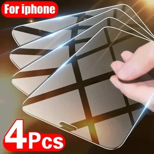 4PCS Tempered Glass para sa iPhone 11 12 13 14 15 Pro XR X XS Max Screen Protector na naka-on para sa iPhone 12 Pro Max Mini 7 8 Plus SE Glass