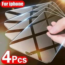 4 Kính Cường Lực Cho iPhone 11 12 13 14 15 Pro XR X XS Max Tấm Bảo Vệ Màn Hình Trên Cho iPhone 12 Pro Max Mini 7 8 Plus SE Glass