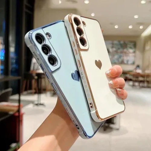 Coque plaquée de luxe pour Samsung Galaxy S22, S23 Ultra, S21, S20, FE, A52, A53, S22 Plus, A13, A54, A14, motif latéral de cœur d'amour