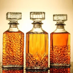 Nový design 3 styly barware skleněná láhev na víno 1000 ml bezolovnaté skleněné karafy na whisky pro Liquor Scotch Bourbon