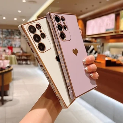 Achos platio moethus ar gyfer Samsung Galaxy A53 A52 A54 5G S21 S23 FE S22 S24 Ultra Side Love Heart Pattern Gorchudd Ffôn Meddal Silicôn