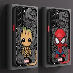 Coque de téléphone Samsung Galaxy S24 Plus S22 S9 S10 Plus S21 S23 FE S20 FE S23 Ultra, dessin animé Marvel Spiderman Groot