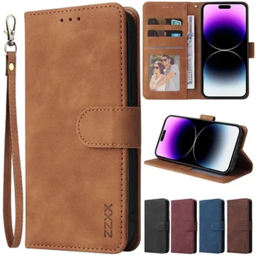 ZZXX Læder Pung Telefon Etui Til iPhone 15 Pro Max 14 13 Mini 12 11 XS XR X SE 2022 8 7 6 6s Plus Flip Card Slot Holder Cover
