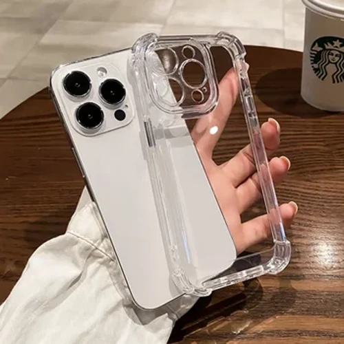 Mewah Shockproof Clear Phone Case untuk iPhone 15 14 13 12 11 Pro Max X XR XS XS Max Silicone Bumper Transparan Hard Back Cover