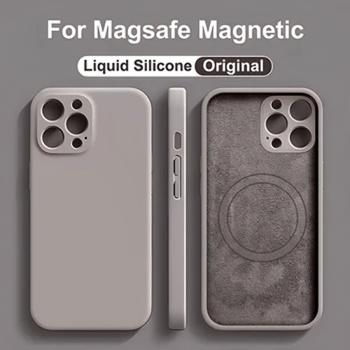 Achos Magnetig Silicôn Hylif Gwreiddiol Ar gyfer iPhone 11 13 12 14 15 Pro Max Plus Ar gyfer Achos Magsafe Codi Tâl Di-wifr Affeithwyr Clawr