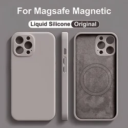 ʻO ke kumu wai ʻo Silicone Magnetic Case no iPhone 11 13 12 14 15 Pro Max Plus no ka Magsafe Case Wireless Charge Cover Accessories