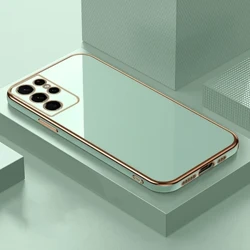 Funda 6D Plating Soft TPU Case Para sa Samsung Galaxy S22 Ultra S24 S23 S21 S20 FE S10 Note 20 10 Plus A35 M33 Luxury Silicone Cover