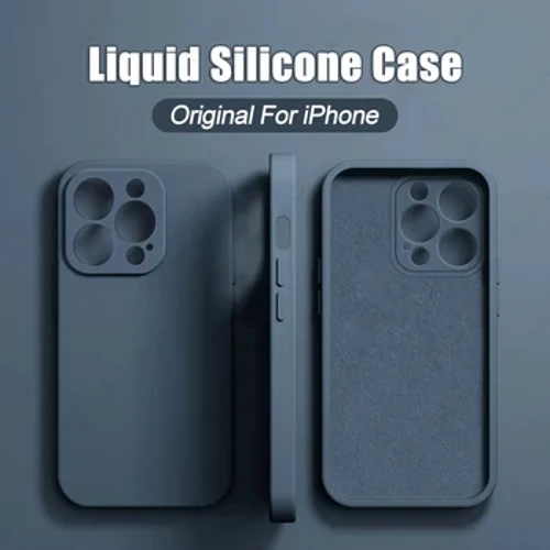 Luksus originalt flydende silikone etui til iPhone 15 14 13 12 11 Pro Max Plus bløde etuier Stødsikkert Bumper Cover Telefontilbehør