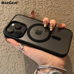 Ylellinen Magsafe läpinäkyvä kotelo iPhone 15 14 13 12 11 Pro X XS XR Max Mini 7 8 Plus SE 2022 magneettiselle langattomalle lataussuojalle