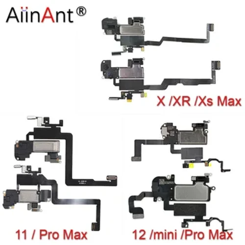 AiinAnt Speaker no ka iPhone X Xs 11 12 Pro Max XR Proximity Sensor Sound Earpiece Speaker Flex Cable Phone Parts