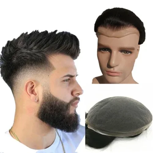 LlGC Toupee i Ddynion Prosthesis Gwallt Dynol Mens System Amnewid Gwallt Lace Swisaidd Unedau gwallt sylfaen 10 * 8 Darnau gwallt