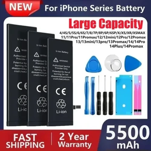 High Capacity Phone Battery For iPhone 5 SE 4 5S 6 6s 6p 6sp 7 7p 8 Plus X Xr Xs Max 11 12 13 14 Pro Battery For Apple With Tool