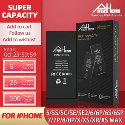 PINZHENG suure mahutavusega aku iPhone 5S SE 6 6S 7 8 Plus X Xr Xs Max telefoni vahetuspatarei garantii üks aasta koos tööriistadega