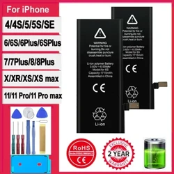 Noua baterie cu 0 cicluri pentru iPhone 7 8 SE 2 4 4S 5 5S 5C 6 6S Plus X XR XS 11 Pro Max Bateria de mare capacitate Autocolant Instrumente gratuite