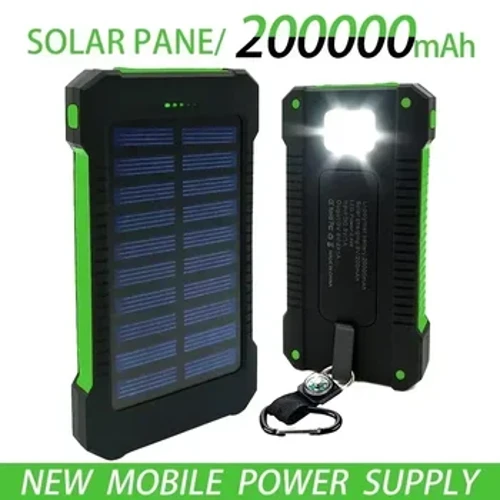 Va'a fua 200000mAh pito i luga o le Solar Power Bank Waterproof Fa'alavelave Fa'afuase'i Charger fafo ma'a Powerbank mo MI IPhone LED SOS Malamalama
