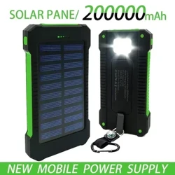 Gratis frakt 200000mAh Top Solar Power Bank Vattentät nödladdare Externt batteri Powerbank för MI IPhone LED SOS Light