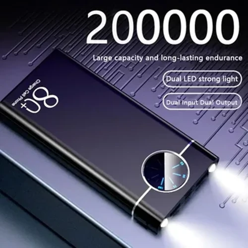 200000mAhPower Bank Super Rask Chargr PowerBank Bærbar Lader Digital Display Ekstern batteripakke for iPhone Xiaomi Samsung