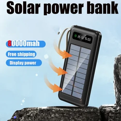 Pin sạc dự phòng năng lượng mặt trời 80000mAh Dung lượng siêu lớn với cáp sạc có thể tháo rời dùng chung Thích hợp để cắm trại Sạc điện thoại di động