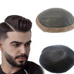 Toupee vīriešiem Fine Mono Men Toupee cilvēka matu aizstāšanas sistēma matu protēze Dabīgi melni matu vienības