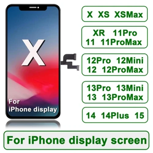 iPhone XR XS 용 OLED iPhone 11 12 Pro Max 13 Mini 14 Plus 15 OLED LCD 디스플레이 스크린 디지타이저 어셈블리 용 OLED