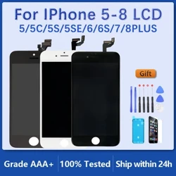 LCD Display Voor iPhone 5 5C 5S SE 6 6S 7 8 Plus Touch Screen Vervanging Voor iphone 7G 7P 8G 8 Plus Geen Dode Pixel + Gehard Glas