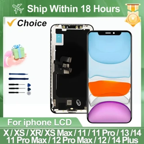 AAAA OLED LCD For iPhone X XR XS Max Skjerm Med 3D Touch Incell Skjerm For iPhone 11 12 13 Pro Max 14 LC Reservedeler