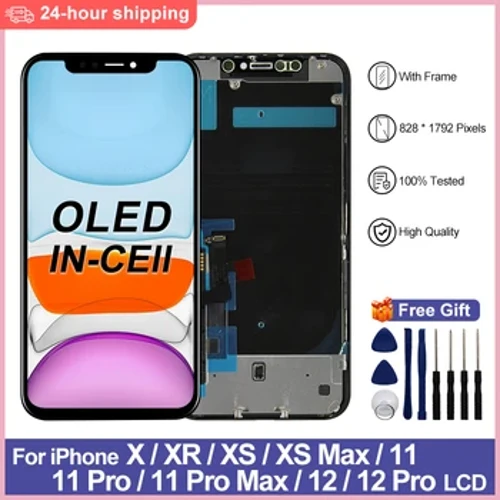 Tela oled para iphone x, lcd, xr, xs max, 11 pro max, 12 pro, digitalizador de toque, substituição para iphone xs max, display incell