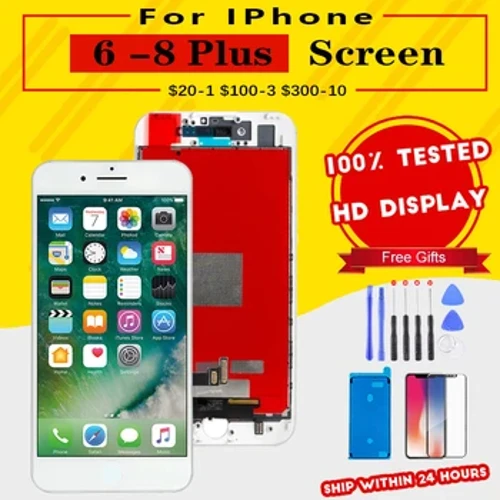LCD Display For iPhone 6 6S 7 8 Plus Touch Screen Replacement For iphone 7G 7P 8G 8 Plus No Dead Pixel+Tempered Glass