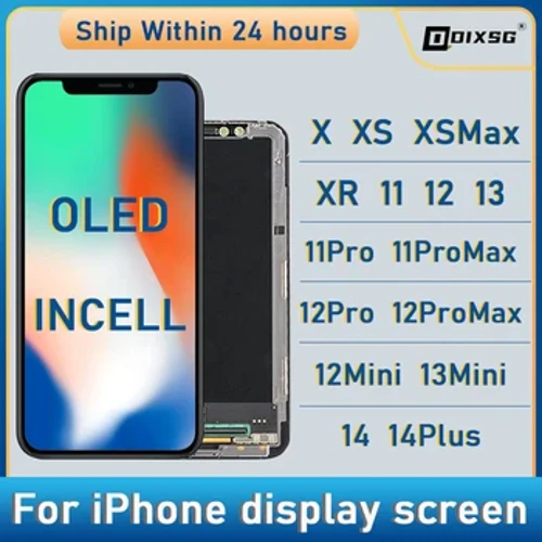 OLED dla iPhone X XR XS Max LCD Incell dla iPhone 11 12 13 Pro Max 13 Mini 14 Plus 15 Oled wyświetlacz LCD ekran Digitizer zgromadzenie
