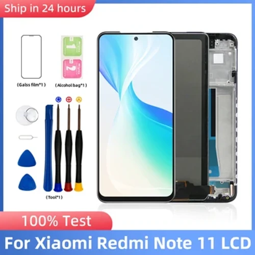 6.43" ეკრანი Xiaomi Redmi Note 11 2201117TG, 2201117TI LCD ეკრანი ციფრული სენსორული ეკრანი ჩარჩოთი Redmi Note 11 LCD-ისთვის