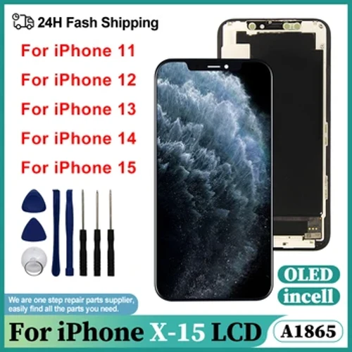 OLED displejs iPhone X XR XS Max LCD skārienekrāna digitalizatoram iPhone 11 12 Pro Max displejs 13 Pro Max 14 Plus 15