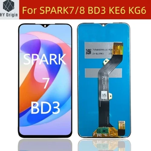 LCD For Infinix BD3 Tecno Full mobiltelefon LCDS for Infinix Spark 7 KF6 Display med Touch Screen Digitizer Montering
