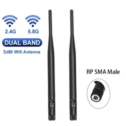 2pcs  2.4G 5.8G 5DB Dual Band Wi-fi Antenna Mobile Phone Network Booster Wifi Router Antenna for PC