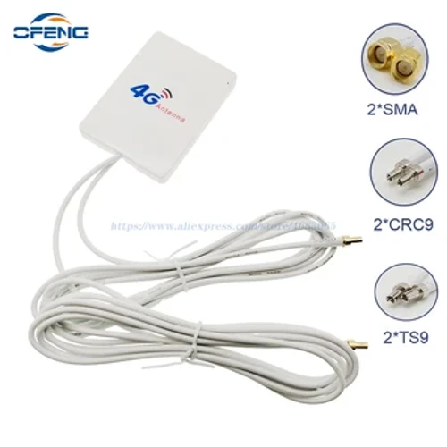 4G Antenna LTE Router Daşarky Antenna 3G TS9 CRC9 SMA birleşdirijisi 4G LTE Huawei ZTE 3G 4G LTE marşrut modemi üçin 2M kabel bilen