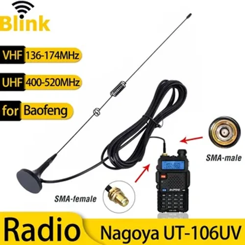 Nagoya UT-106UV Car Skinke Radio Magnetisk Antenne VHF/UHF Dual Band SMA-Female til Baofeng BF-888S UV-5R/9R/10R/82 Walkie Talkie