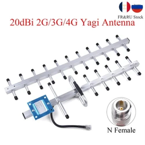 FR&RU Warehouse 20dBi 2G/3G/4G LTE Yagi Antenne 824-2700MHz N kvinnelig ekstern utendørsantenne for mobil signalforsterker-repeater