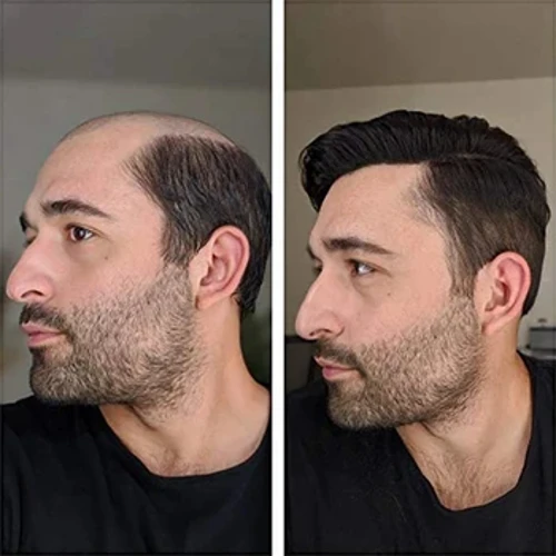 Erkekler 100% adam saçlary göni Q6 Şweýsariýa krujka bazasy PU 6 * 8 töweregi adam saçly çorba tebigy gara