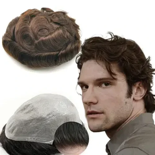 ʻO YANAHAIR Toupee no nā kāne 8x10 Wavy ʻāpana hoʻololi i ka lauoho lauoho 100% ʻEulopa ʻO ka lauoho kanaka maoli Prosthesis PU ʻōnaehana ʻili.