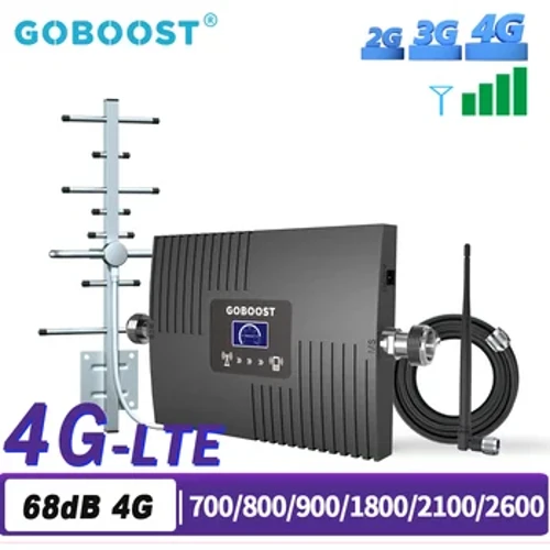 GOBOOST Ripetitore di Segnale 4G LTE GSM 800 700 MHz Band20 Band28 Amplificatore Cellulare di Rete per Cellulari con Kit Ripetitore Cavo Antenna