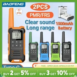 2 Pcs Baofeng F22 Mini Walkie Talkie PMR FRS Jarak Jauh Isi Ulang Portabel Anak-anak Dua Arah Radio Tipe-C Charger untuk Perjalanan Berkemah