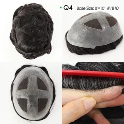 Gwerthu Clirio Q4 Lace a PU Mens Toupee Maint gwahanol a Wig Sylfaen ar gyfer Dynion Gwallt Indiaidd Dynion Prothesis Capilari Toupee